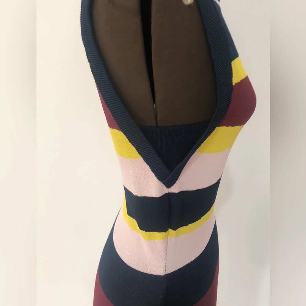Sass and bide XS fitted high neck stripe midi knit dress - Picture 6 of 16